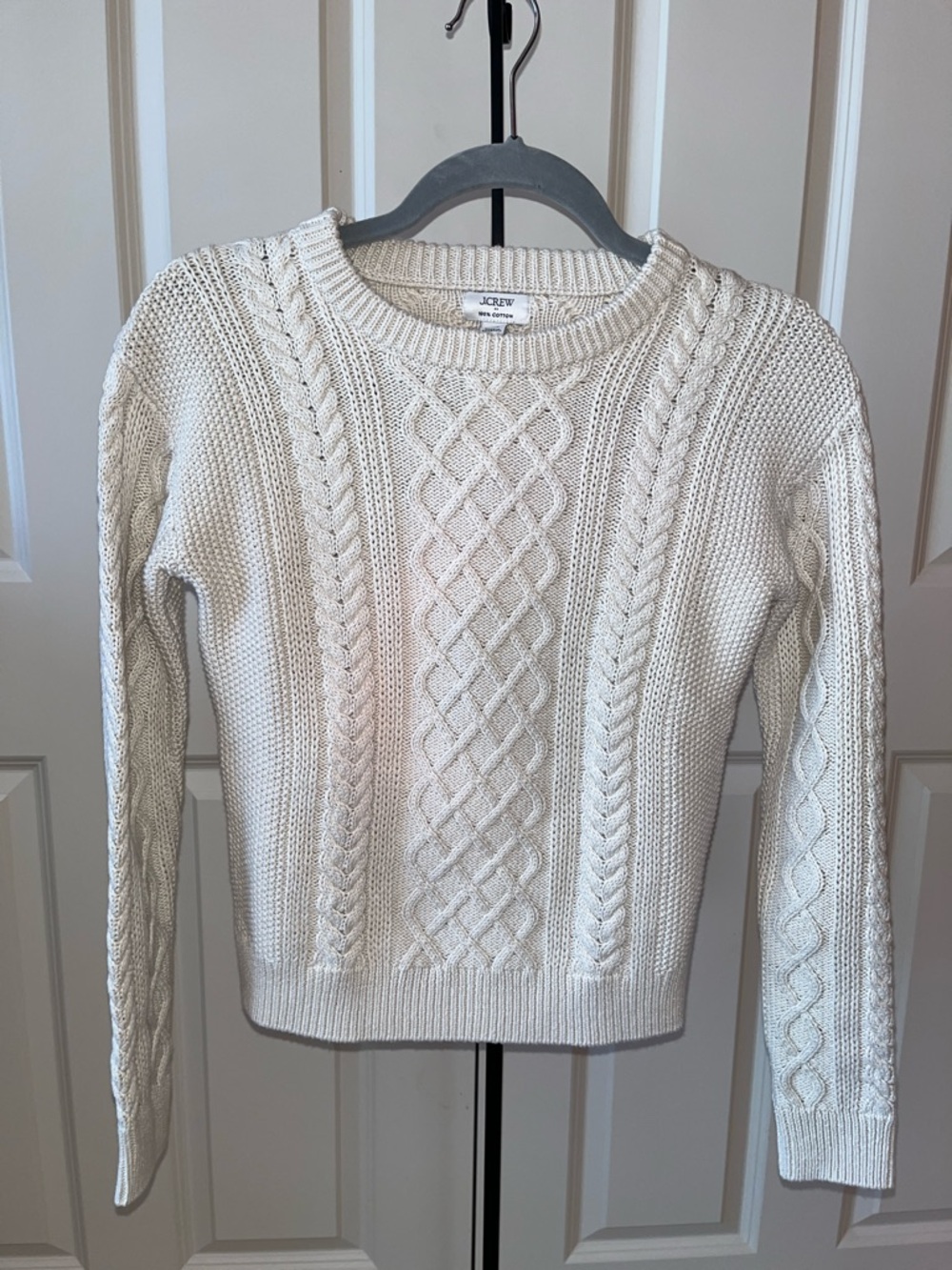 J. Crew Cream Cable-Knit Crewneck Sweater